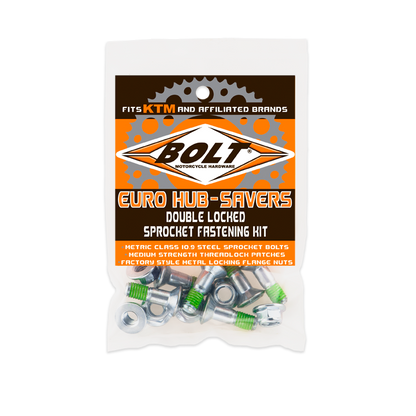BOLT EURO HUB SAVERS SILVER DOUBLE LOCKED SPROCKET FASTENING KIT