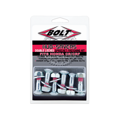 BOLT HONDA CRF HUB SAVERS SILVER DOUBLE LOCKED SPROCKET FASTENING KIT