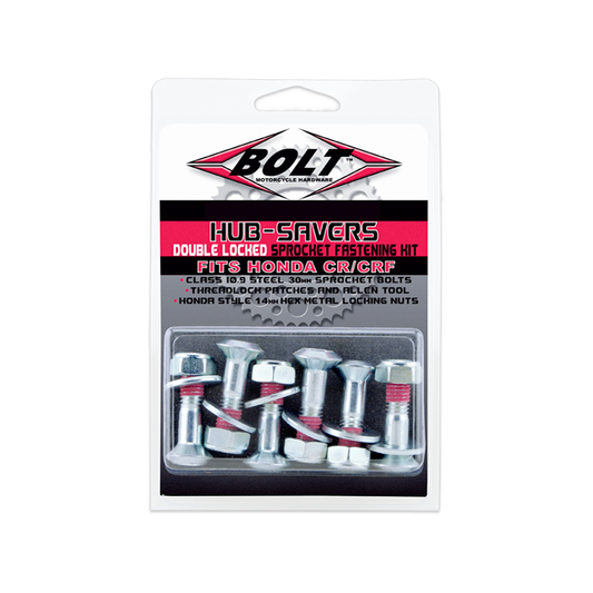 BOLT HONDA CRF HUB SAVERS SILVER DOUBLE LOCKED SPROCKET FASTENING KIT