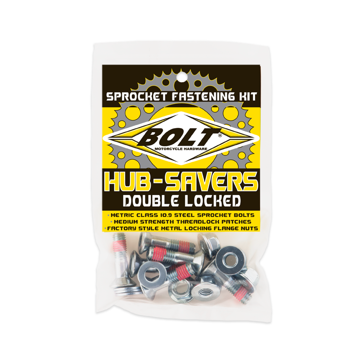 BOLT HUB SAVERS SILVER DOUBLE LOCKED SPROCKET FASTENING KIT