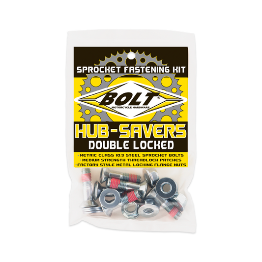 BOLT HUB SAVERS SILVER DOUBLE LOCKED SPROCKET FASTENING KIT