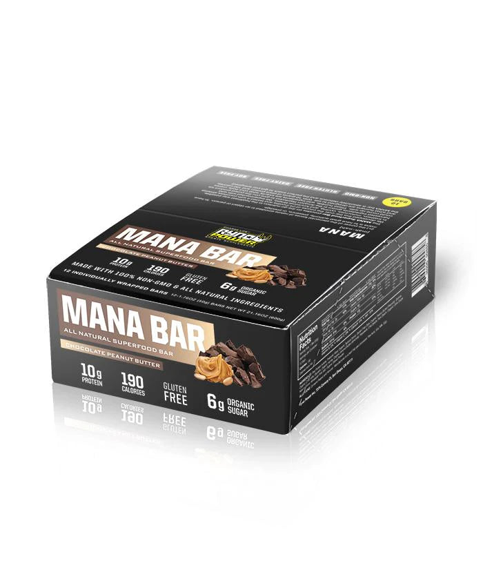 RYNO POWER MANA CHOCOLATE PEANUT BUTTER PROTEIN BAR 12 x 50G CADDY
