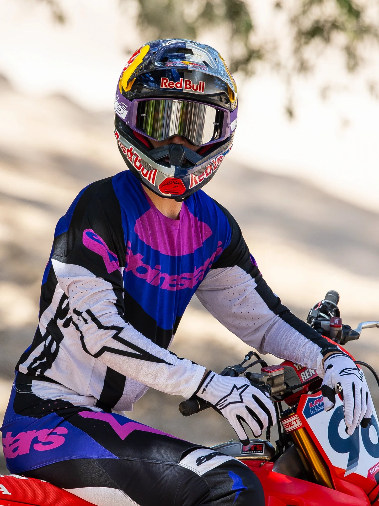 ALPINESTARS LE HUNTA96 HUNTER LAWRENCE SUPERTECH VISION PURPLE/WHITE SILVER MIRROR GOGGLES