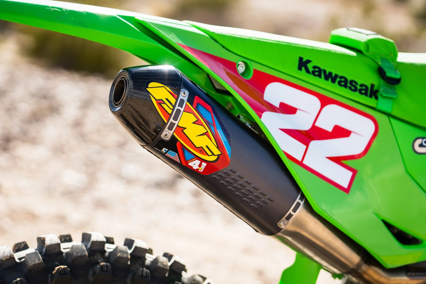 FMF KAWASAKI KX450F/KX450X 24-25 FACTORY 4.1 RCT STAINLESS SLIP-ON WITH CARBON END CAP