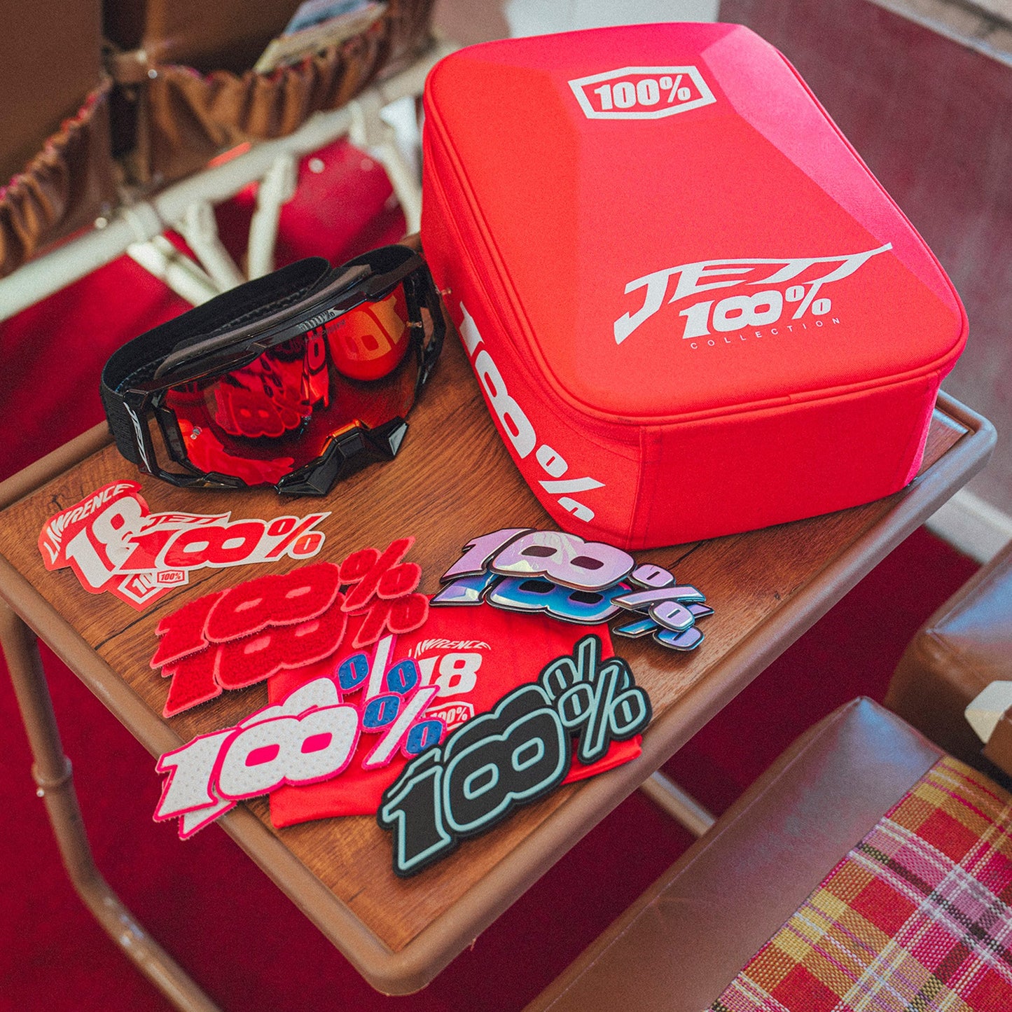 100% ARMEGA HIPER LE JETT LAWRENCE RED MIRROR GOGGLES