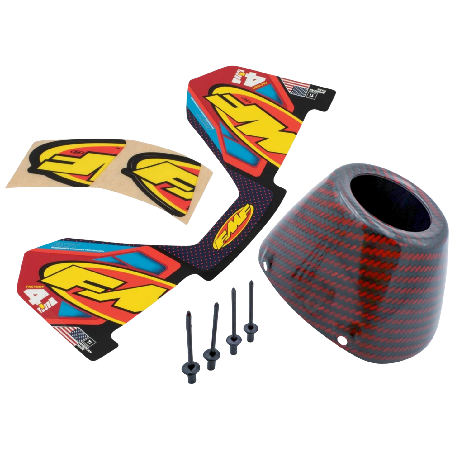 FMF FACTORY RCT 4.1 RED CARBON REPLACEMENT END CAP KIT