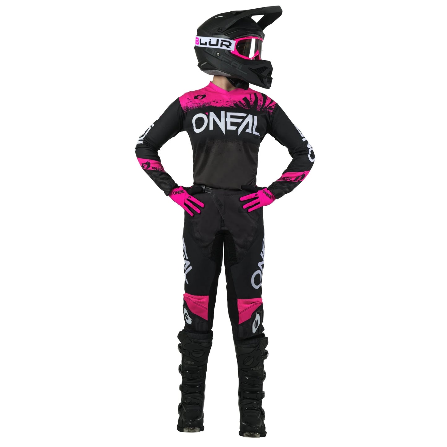 ONEAL 2025 ELEMENT SHOCKER BLACK/PINK WOMENS GEAR SET
