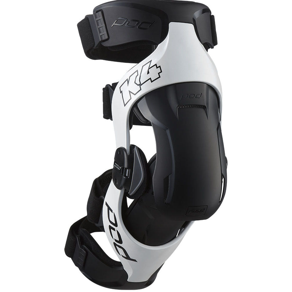 POD K4 2.0 WHITE/BLACK RIGHT KNEE BRACE