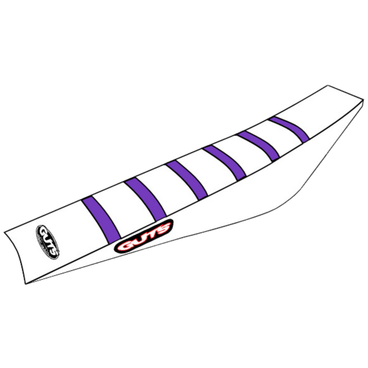 GUTS RIBBED SEAT COVER YAMAHA YZ450F 23-27 YZ250F / YZ450FX / WR450F 24-27 YZ250FX/WR250F 25-27 PURPLE/WHITE/WHITE