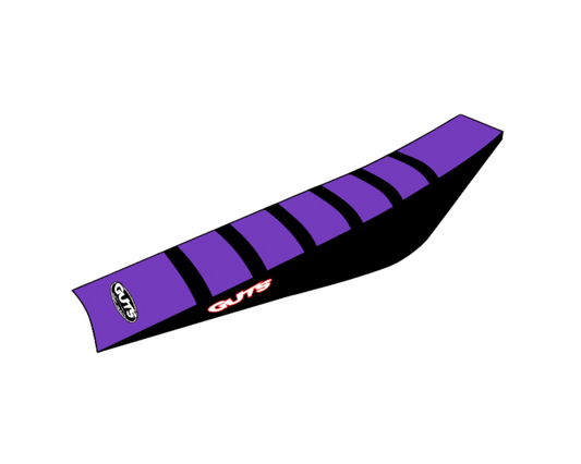 GUTS RIBBED SEAT COVER KAWASAKI KX450F 19-25 KX250F/KX250X/KX450X 21-25 BLACK/BLACK/PURPLE
