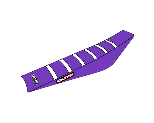 GUTS RIBBED SEAT COVER KAWASAKI KX450F 19-25 KX250F/KX250X/KX450X 21-25 WHITE/PURPLE/PURPLE
