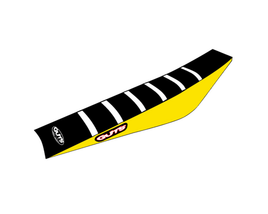 GUTS RIBBED SEAT COVER SUZUKI RMZ450 18-25 RMZ250 19-25 WHITE/YELLOW/BLACK
