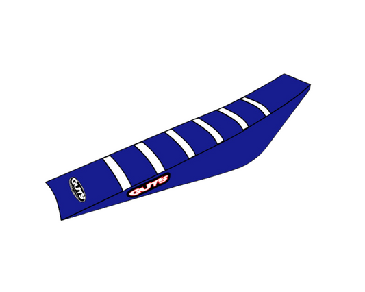 GUTS RIBBED SEAT COVER YAMAHA YZ250F/WR450F/YZ450FX 19-23 YZ450F 18-22 YZ250FX/WR250F 20-24 WHITE/BLUE/BLUE