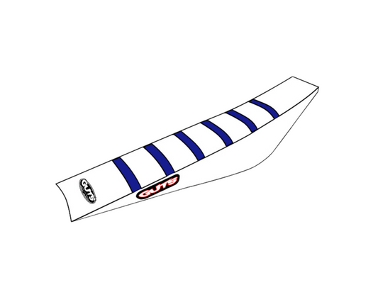 GUTS RIBBED SEAT COVER YAMAHA YZ250F/WR450F/YZ450FX 19-23 YZ450F 18-22 YZ250FX/WR250F 20-24 BLUE/WHITE/WHITE