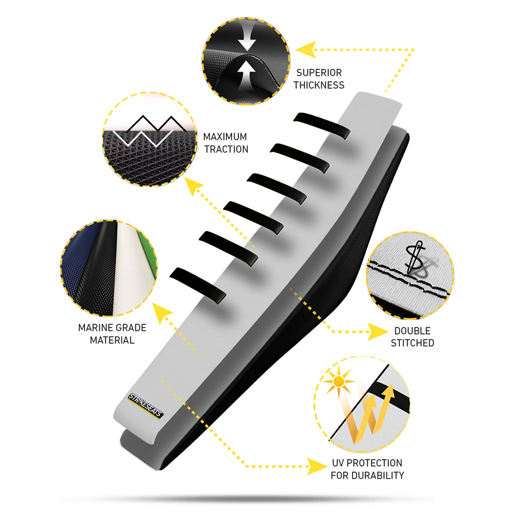 STRIKE SEATS RIBBED SEAT COVER HUSQVARNA FC/FX/TC/TX 23-25 FE/TE 24-25 WHITE/BLACK/BLACK