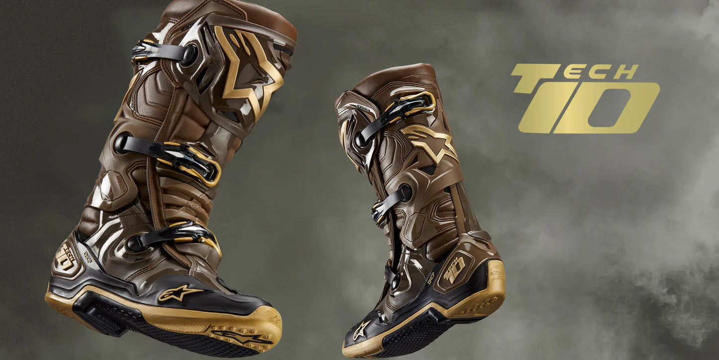 ALPINESTARS LE SQUAD TECH 10 DARK BROWN/KANGAROO GOLD BOOTS