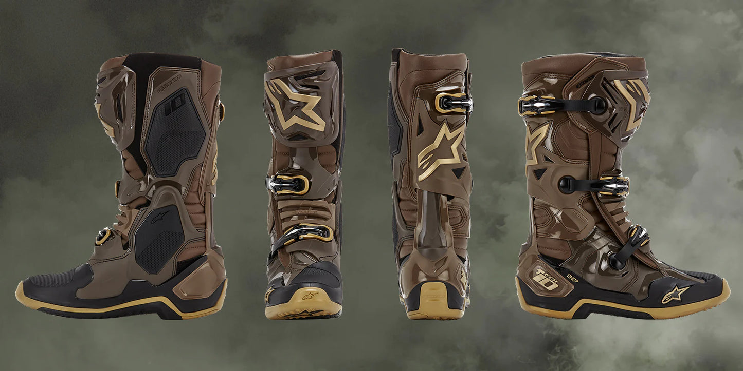 ALPINESTARS LE SQUAD TECH 10 DARK BROWN/KANGAROO GOLD BOOTS