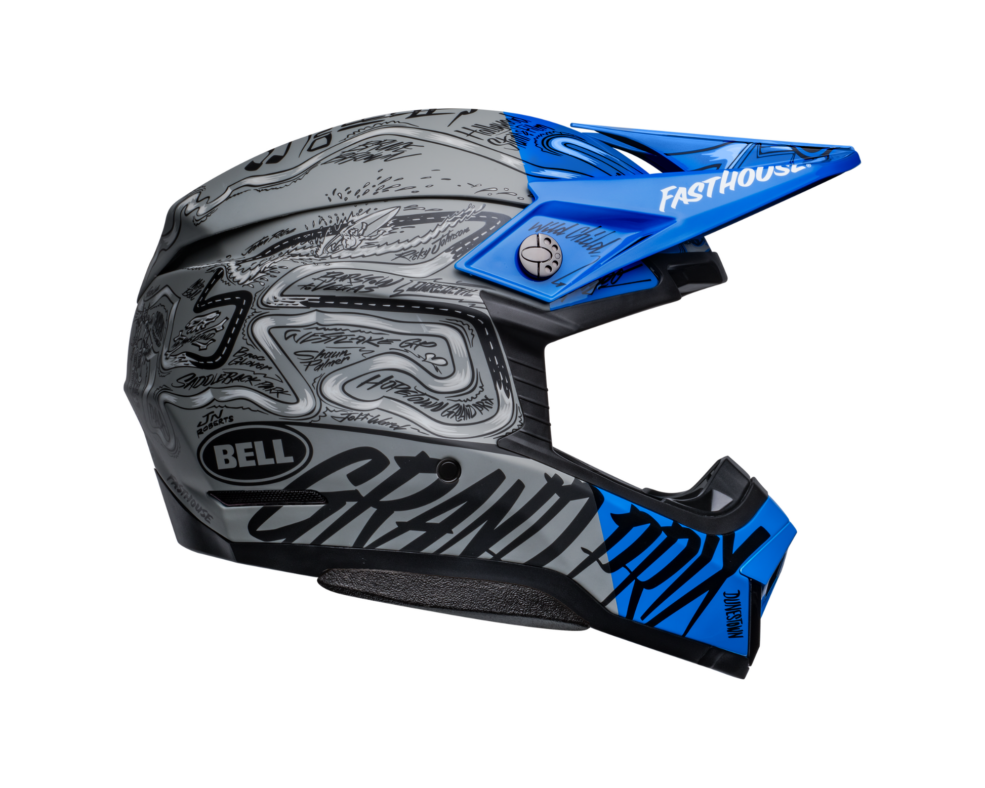 bell helmet crash replacement australia BELL LE MOTO-10 SPHERICAL FASTHOUSE DAY IN THE DIRT BLUE/GREY HELMET – Moto House