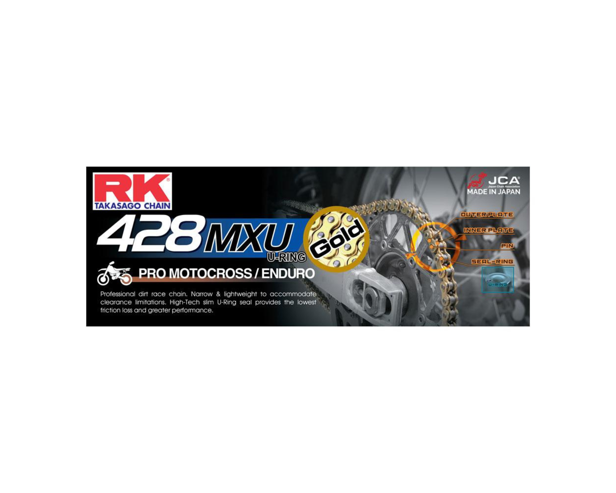 RK CHAINS 428MXU 136L GOLD RACE CHAIN – Moto House