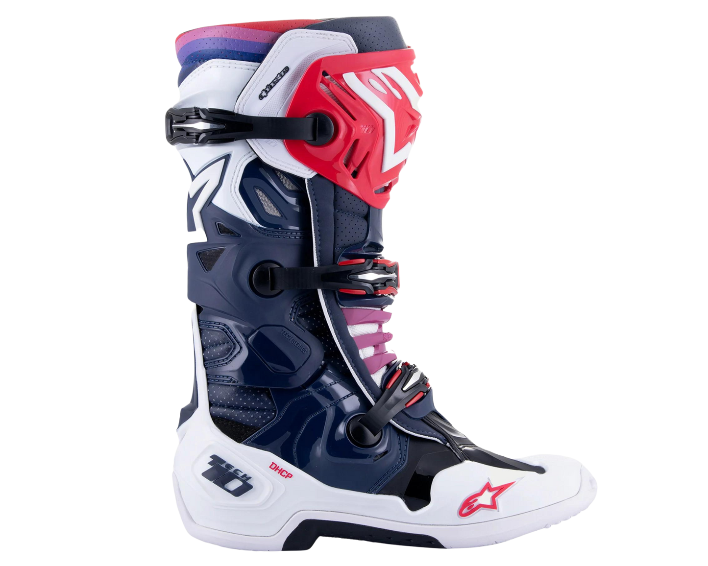 ALPINESTARS 2025 TECH 10 SUPERVENTED NIGHT NAVY/WHITE/RAINBOW BOOTS