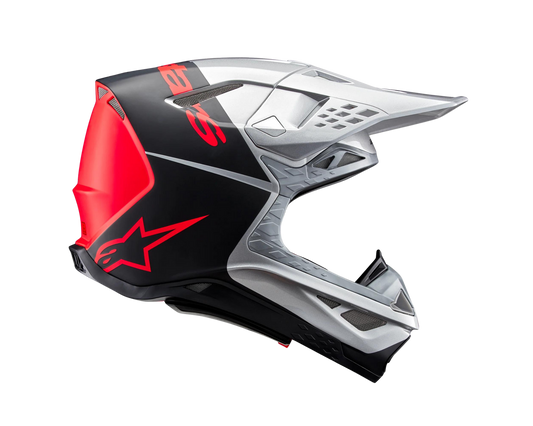 ALPINESTARS 2025 S-M10 FLOOD SILVER/BLACK/FLURO ORANGE HELMET
